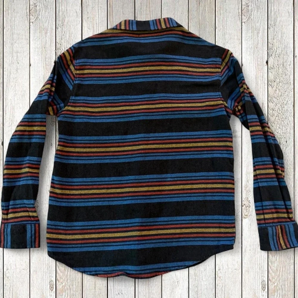 Old Navy Multi-colored horizontal striped flannel shirt Youth XL